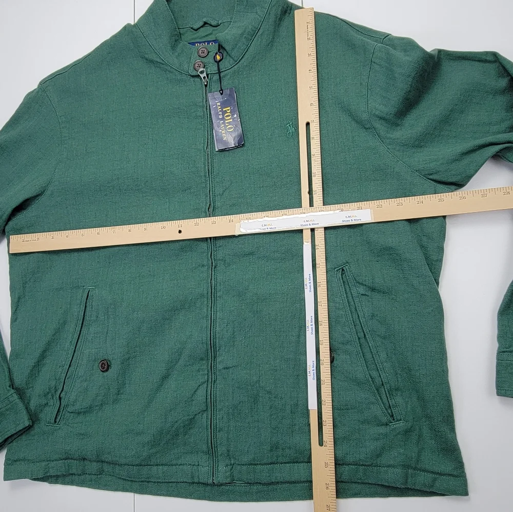 POLO RALPH LAUREN LINEN-Blend HERRINGBONE Twill Mockneck Jacket Mens Size XL New - Picture 7 of 11